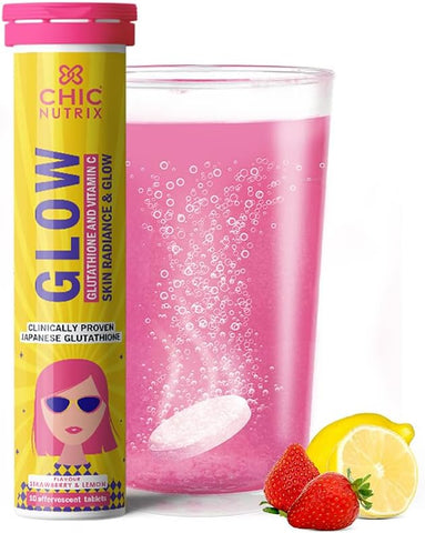 Chicnutrix Glow Effervescent Tablets - Japanese Glutathione & Vitamin C, 10 Pack