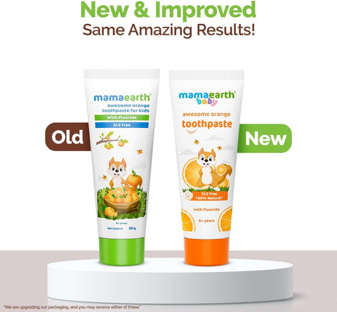Mamaearth Kids Orange Flavour Toothpaste with Fluoride - 50g - Image 2
