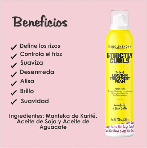Marc Anthony Strictly Curls 7-In-1 Treatment Foam - Avocado Oil, 210ml - Image 2