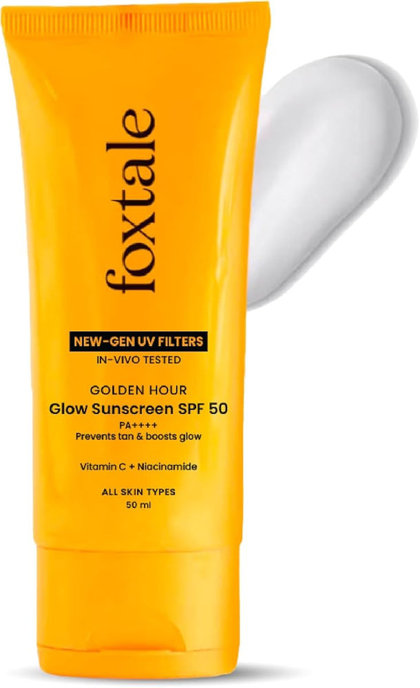Foxtale Glow Sunscreen SPF 50 PA++++ with Vitamin C & Niacinamide - 50ml