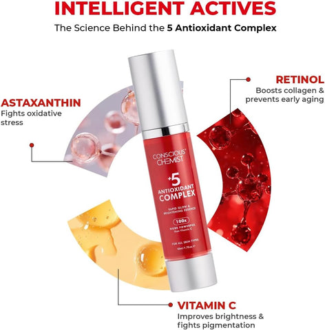 Conscious Chemist Rapid Glow & Brightening Essence Face Serum with 5 Antioxidant Complex, Vitamin E & Retinol - 50ml - Image 3
