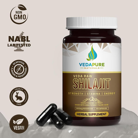 Vedapure Raw Shilajit Capsules - Herbal Ayurvedic Extract, 1000mg - 60 Count - Image 5