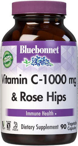 BlueBonnet Vitamin C 1000mg Plus Rose Hips - 90 Vegan Capsules