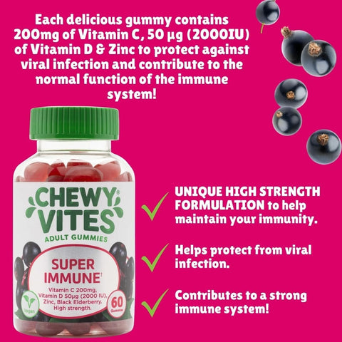 Chewy Vites Adults Super Immune Gummies with Elderberry - Vegan, 60 Pack - Image 6