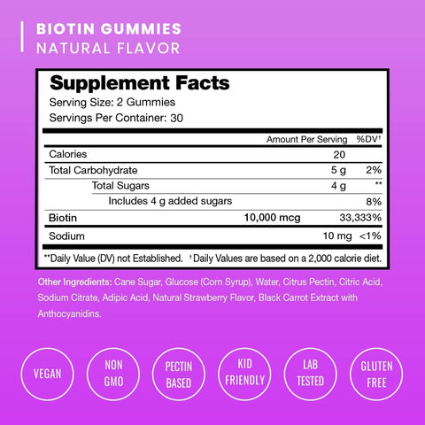 NutraChamps، علكات البيوتين، فراولة طبيعية، 60 علكة نباتية