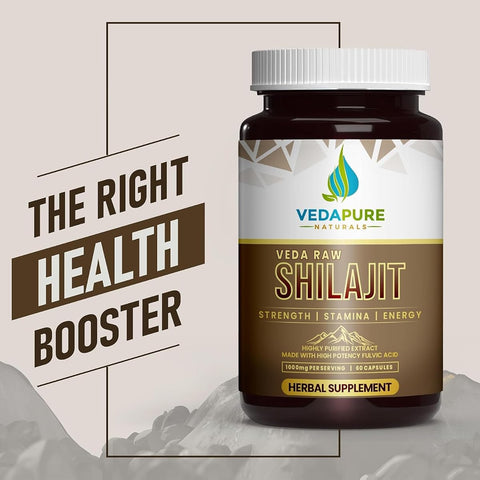 Vedapure Raw Shilajit Capsules - Herbal Ayurvedic Extract, 1000mg - 60 Count - Image 3
