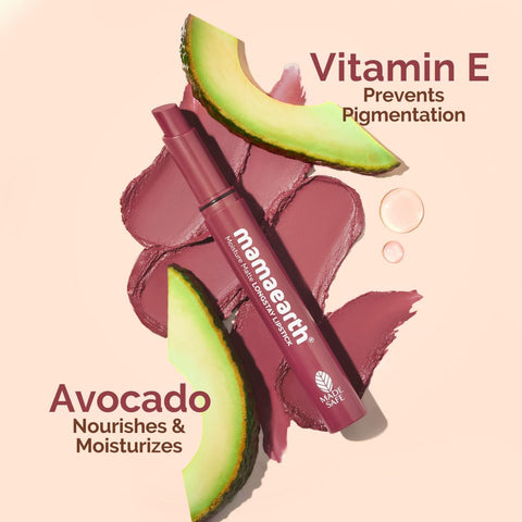 Mamaearth Moisture Matte Longstay Lipstick with Avocado Oil & Vitamin E - Plum Punch, 2g - Image 4