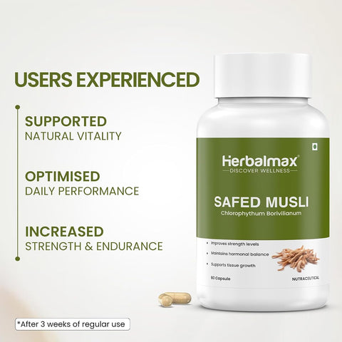 Herbal Max Safed Musli Capsules - 800mg, 60 Capsules - Image 2