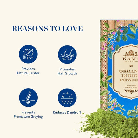 Kama Ayurveda Organic Indigo Hair Colour Powder, 100g - Image 4