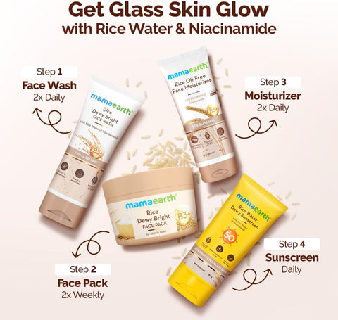 Mamaearth Rice Water Dewy Sunscreen - SPF 50, PA++++, Rice Water & Niacinamide - 50g - Image 5