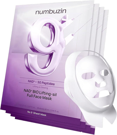 Numbuzin NAD+ BIO Lifting Full Cover Facial Sheet Mask - 4 Sheets + Lifting Band