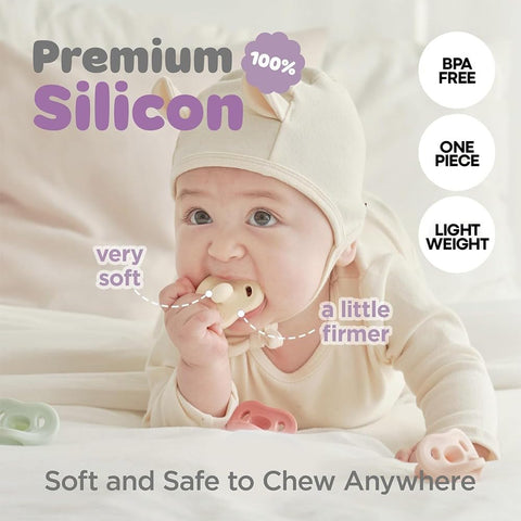 Moyuum All-Silicone Macaron Pacifier with Protective Stage 2 (3 to 6 months) Case Blueberry