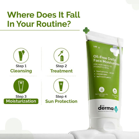 The Derma Co Oil-Free Daily Face Moisturizer with Hyaluronic Acid, Ceramides - 100g - Image 4