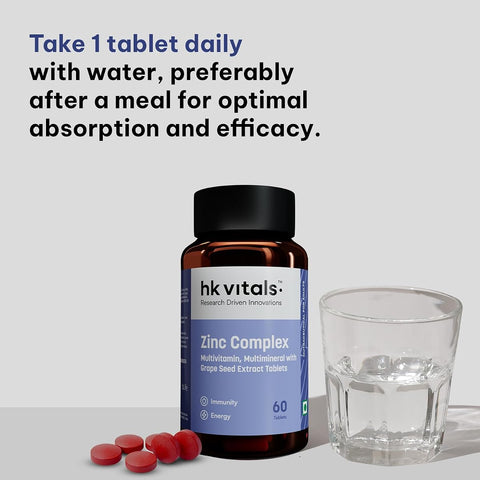 HK Vitals Zinc Supplements with Vitamin C & D3 - 60 Tablets - Image 6