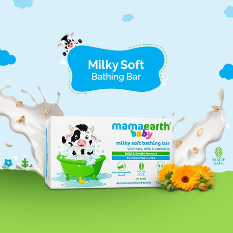 Mamaearth Milky Soft Baby Bathing Bar with Oats, Milk & Calendula - 75g x 2 - Image 2
