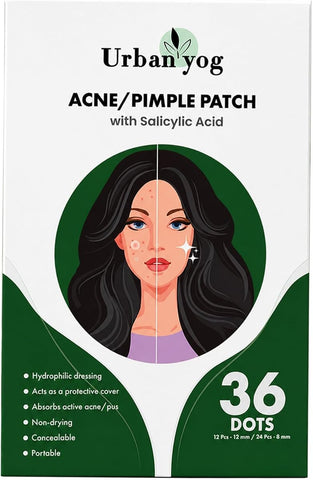 UrbanYog Acne & Pimple Patch - Invisible Hydrocolloid Facial Stickers, 36 Count
