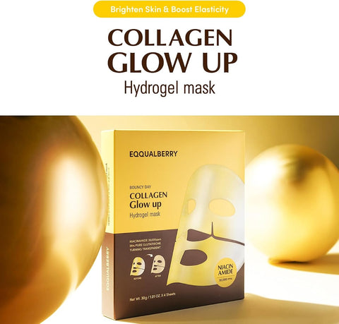 Eqqualberry Collagen Glow Up Hydrogel Mask - Niacinamide & Peptides, 4 Sheets, 30g - Image 2