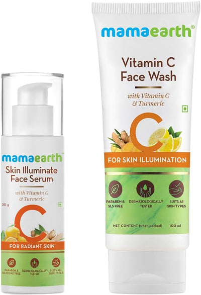 Mamaearth Vitamin C Radiance Combo - Face Wash 1ml & Serum 3g