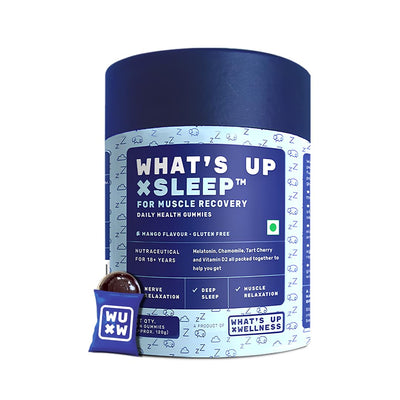 What's Up Wellness Gummies for Sleep With Muscle Recovery & Nerve Relaxation | Helps You Sleep Soundly and Relieve Sore Muscles, Wake Up Fresh & Energetic | For Men & Women | 30 Gummies