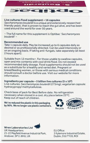 OptiBac Saccharomyces Boulardii Digestive Capsules - 16 Pack - Image 7