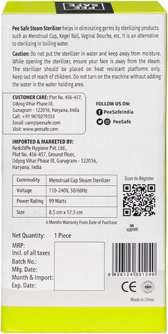 Pee Safe Menstrual Cup Steam Sterilizer - BPA Free, Auto Power Cut-Off - Image 4