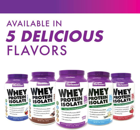 Bluebonnet Nutrition Blue Bonnet Whey Protein Isolate Dietary Supplement Powder, Orginal 2.2LB