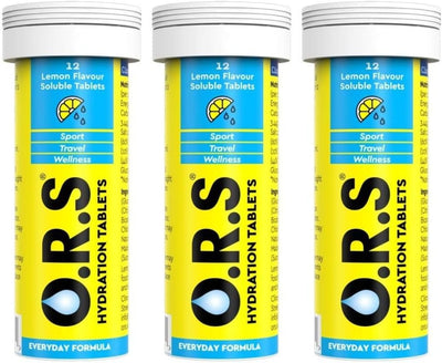 ORS Hydration Natural Lemon Electrolyte Tablets, Vegan & Gluten-Free - 36 Tablets
