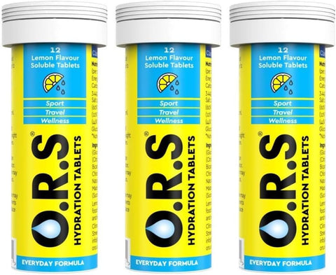 ORS Hydration Natural Lemon Electrolyte Tablets, Vegan & Gluten-Free - 36 Tablets