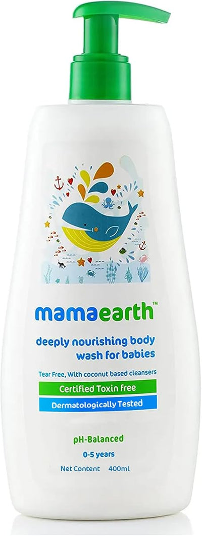 Mamaearth Deeply Nourishing Baby Body Wash - Coconut Oil & Aloe Vera Formula, 400ml
