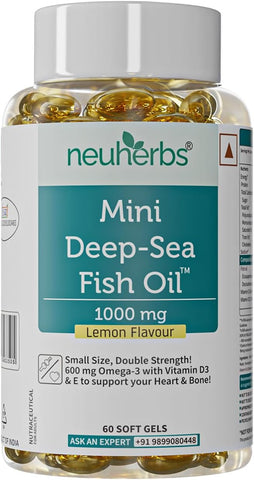 Neuherbs Mini Deep Sea Fish Oil Omega 3 Capsule 1000Mg- 60 Softgels