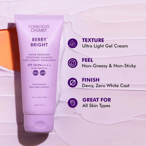 Conscious Chemist Sunscreen SPF 50 PA++++ - Berry Bright, 50g - Image 7
