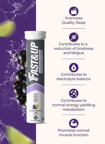 Fast & Up Magnesium and Zinc Effervescent Tablets - Blackcurrant Lime, 20 Tablets - Image 3
