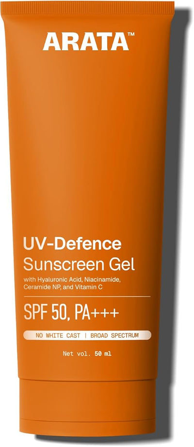 Arata SPF 50+ PA+++ Sunscreen Gel - Ultra Light, Water-Based, 50 ml