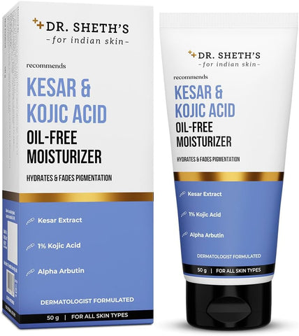 Dr. Sheth's Face Moisturiser with Kesar & Kojic Acid - Oil-Free, 50g