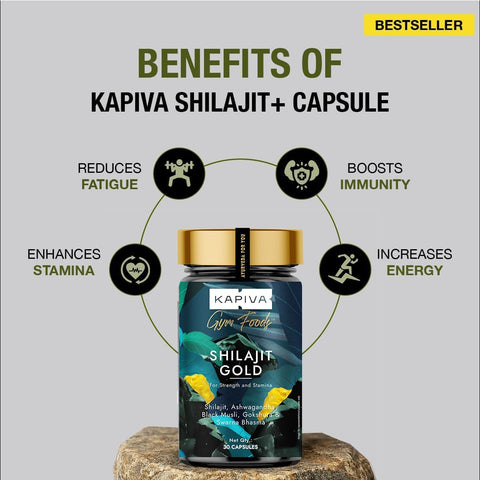 Kapiva Shilajit Gold Capsules with 24 Carat Gold - 30 Count - Image 3