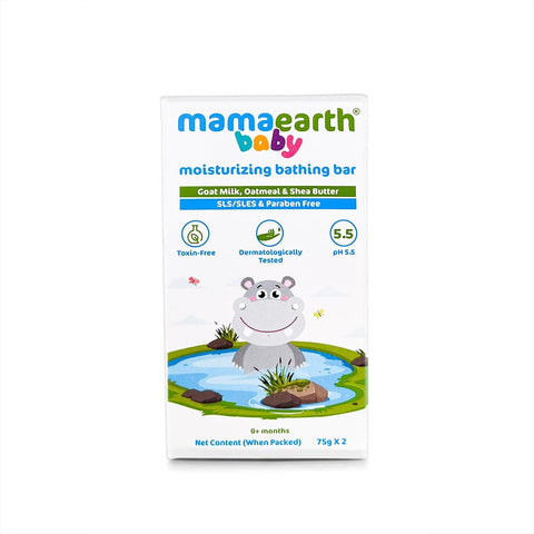 Mamaearth Baby Bathing Soap Bar with Goat Milk & Oatmeal - 75g, Pack of 2