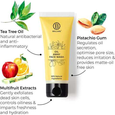 Brillaire Oil Away Face Wash with Tea Tree & Turmeric, 100ml - Image 3