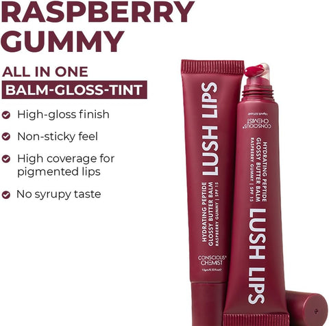 Conscious Chemist Peptide Lip Balm with Raspberry Tint SPF15 - 15g - Image 2