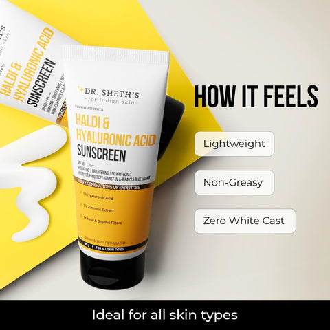 Dr. Sheth's Haldi & Hyaluronic Acid SPF 50 Sunscreen - 80g - Image 5