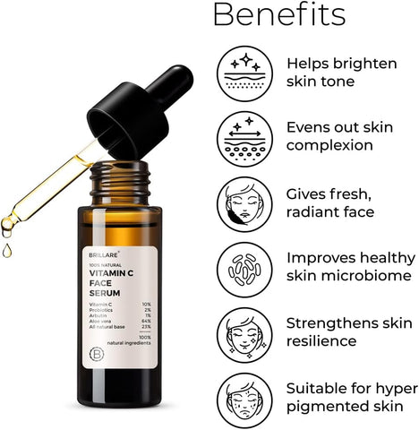 Brillaire Vitamin C Face Serum with Probiotics & Aloe Vera - 10% Formula, 30ml - Image 3