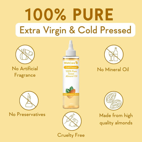 Wishcare 100% Pure Cold Pressed Badam Rogan Sweet Almond Oil for Healthy Hair and Glowing Skin