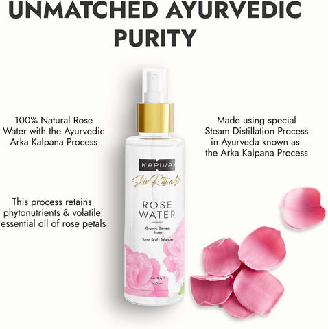 Kapiva Rose Water Face Moisturiser - Organic Damask Roses, 200ml - Image 4