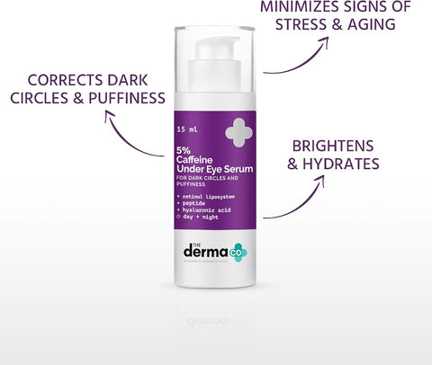 The Derma Co 5% Caffeine Under Eye Serum with Retinol & Peptides - 15ml - Image 3