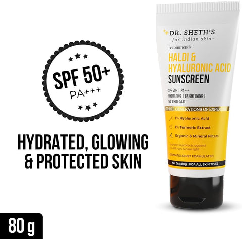 Dr. Sheth's Haldi & Hyaluronic Acid SPF 50 Sunscreen - 80g - Image 2