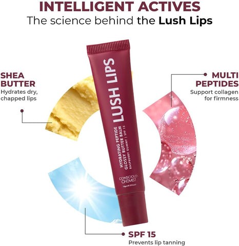 Conscious Chemist Peptide Lip Balm with Raspberry Tint SPF15 - 15g - Image 3