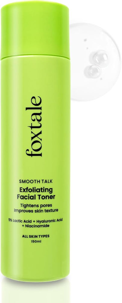 Foxtale Exfoliating Facial Toner - 5% Lactic Acid, Alcohol-Free - 150ml