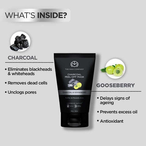 The Man Company Charcoal Peel Off Mask with Moringa & Gooseberry - 100g - Image 2