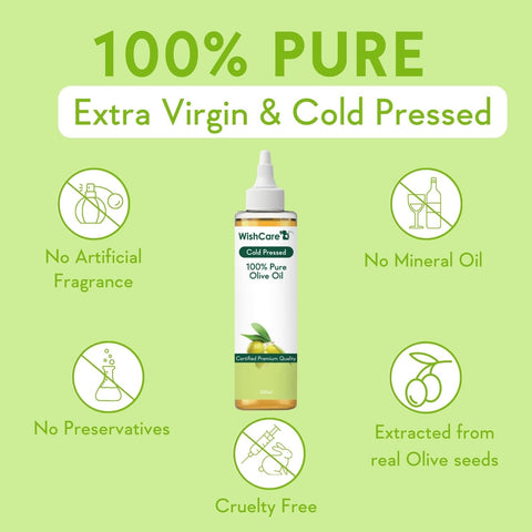 Wishcare 100% Pure Unrefined Cold Pressed Hair & Skin Oil with Olive for Healthy Hair & Glowing Skin