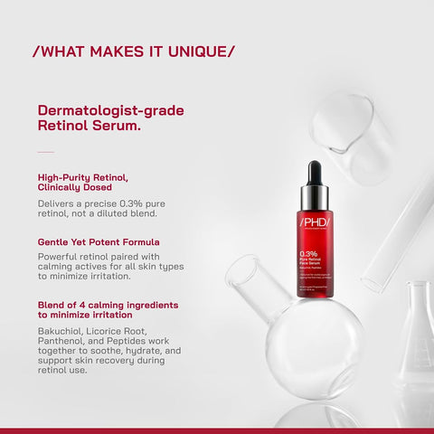 PHD 0.3% Pure Retinol Face Serum with Bakuchiol & Peptides - 30ml - Image 5