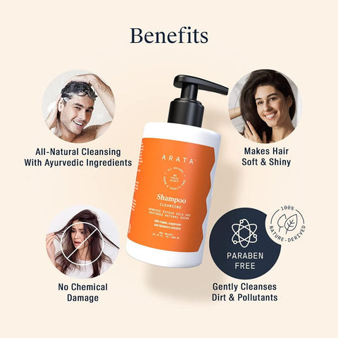 Arata Natural Oil Control Cleansing Shampoo with Maple, Sugarcane & Blueberry - 300 ml - Image 2